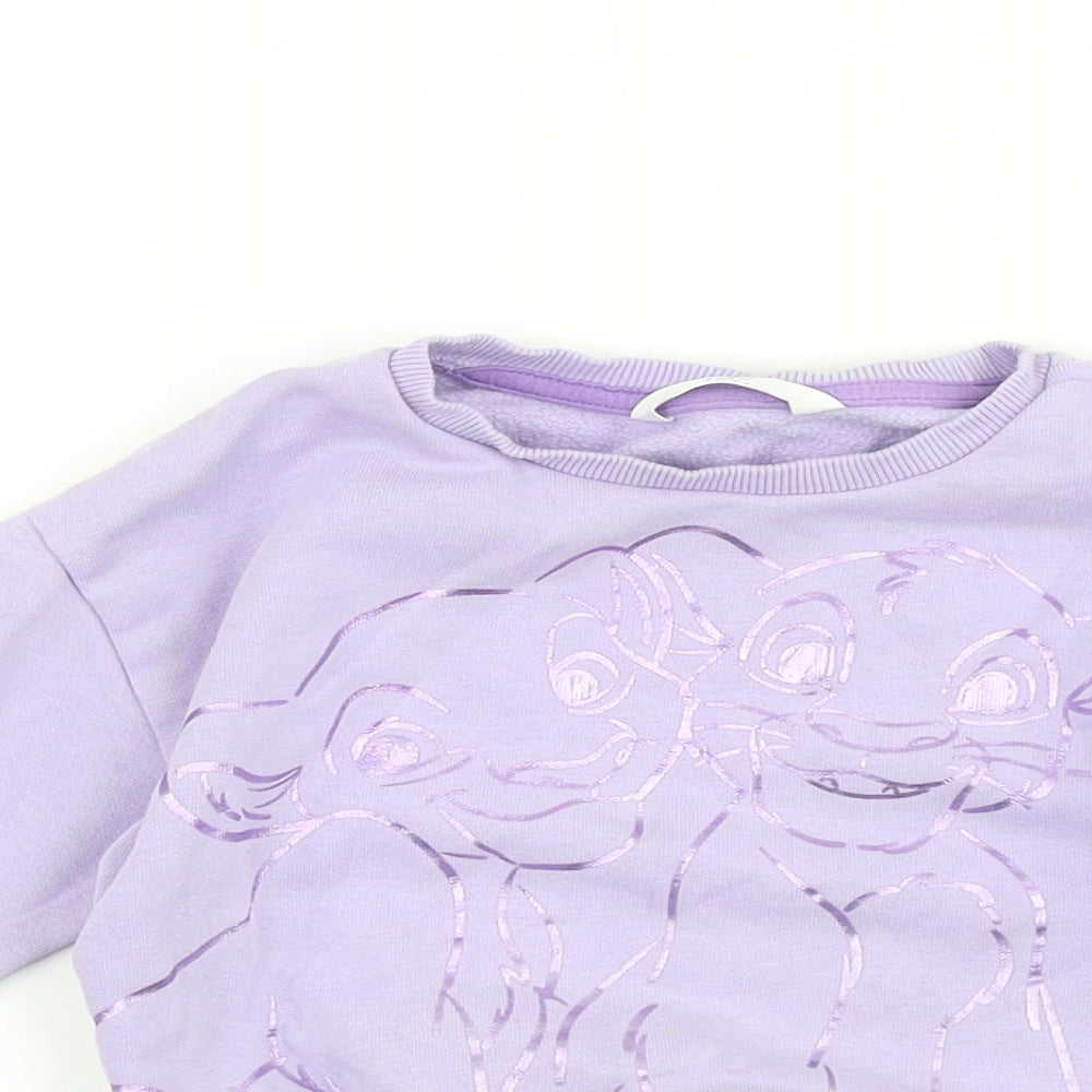 Marks and Spencer Girls Pink 100% Cotton Pullover Sweatshirt Size 2-3 Years Pullover - Lion King