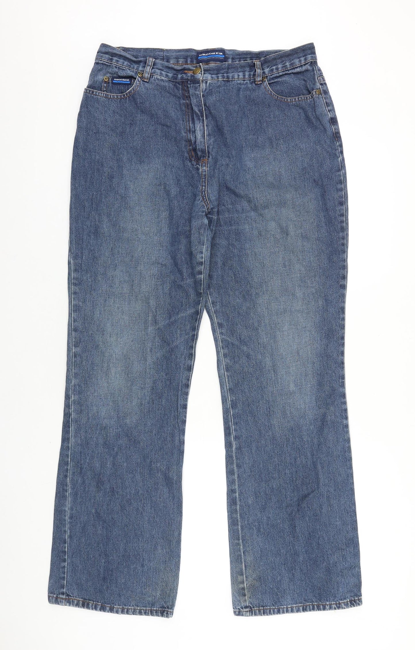 Brooker Womens Blue Cotton Bootcut Jeans Size 16 L31 in Regular Tie