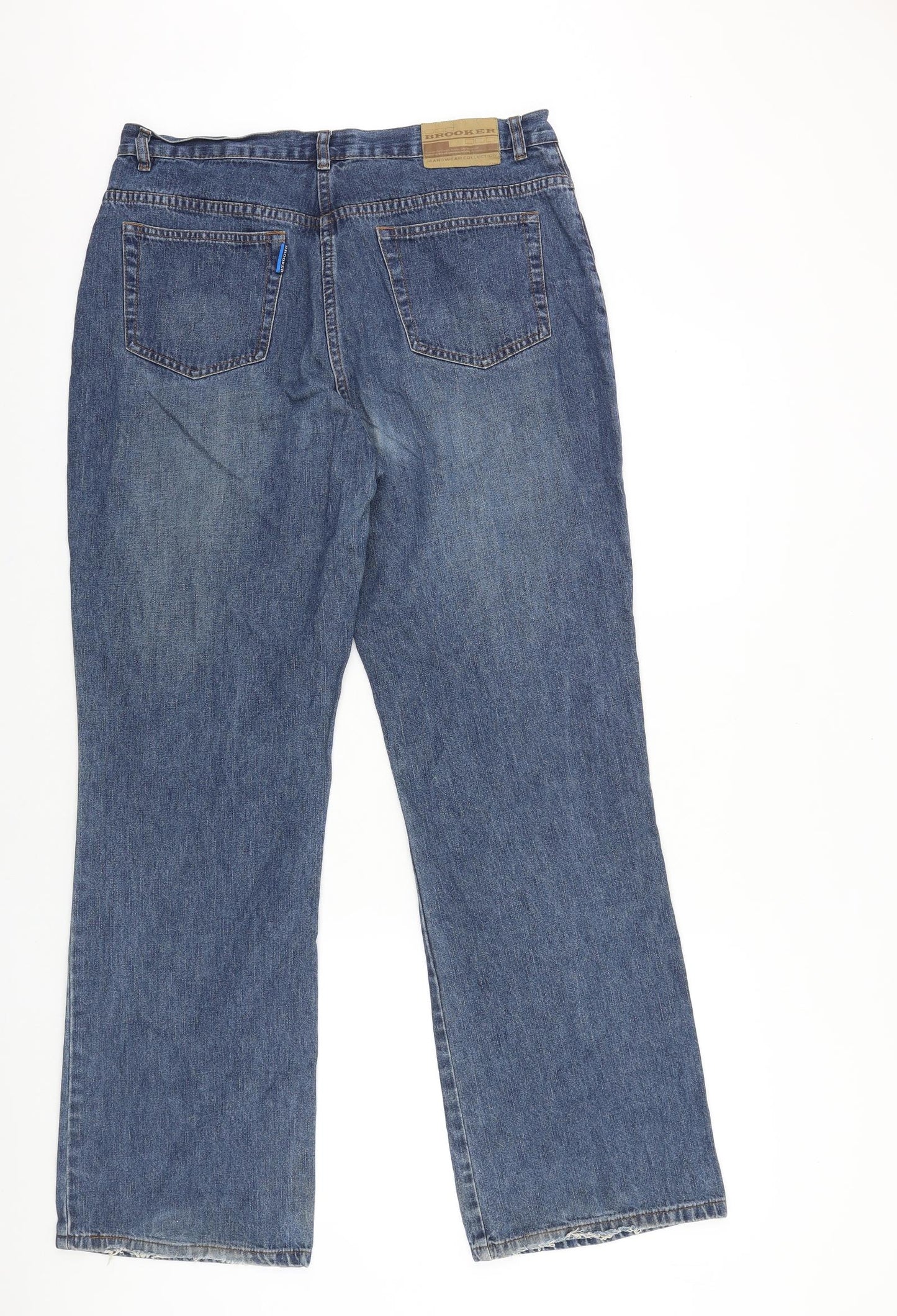 Brooker Womens Blue Cotton Bootcut Jeans Size 16 L31 in Regular Tie