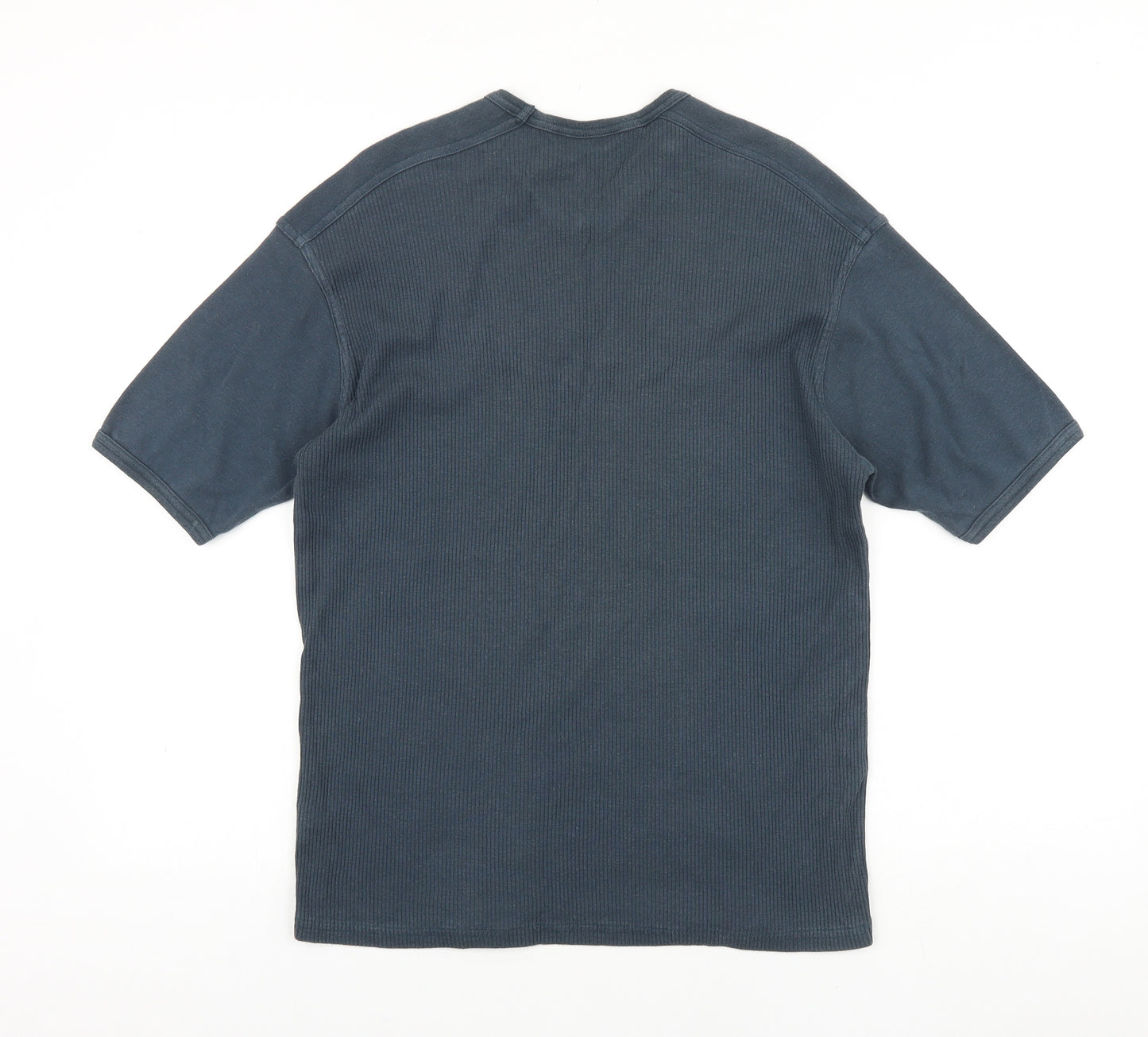 Marks and Spencer Mens Blue Cotton T-Shirt Size S V-Neck