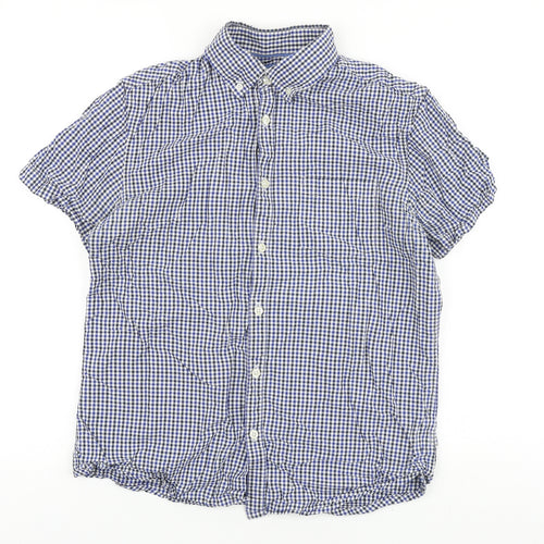 Burton Mens Blue Check Cotton Button-Up Size M Collared Button