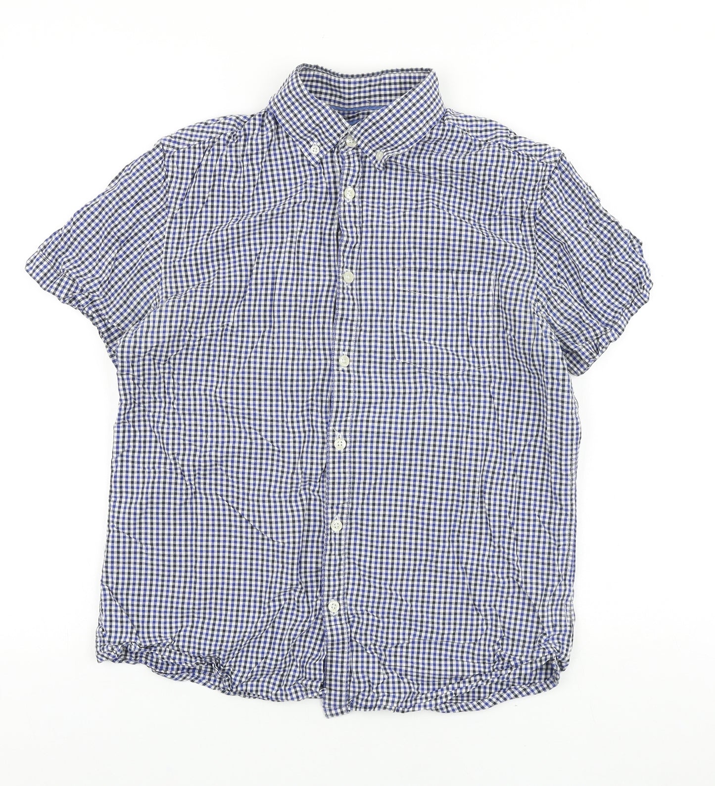 Burton Mens Blue Check Cotton Button-Up Size M Collared Button