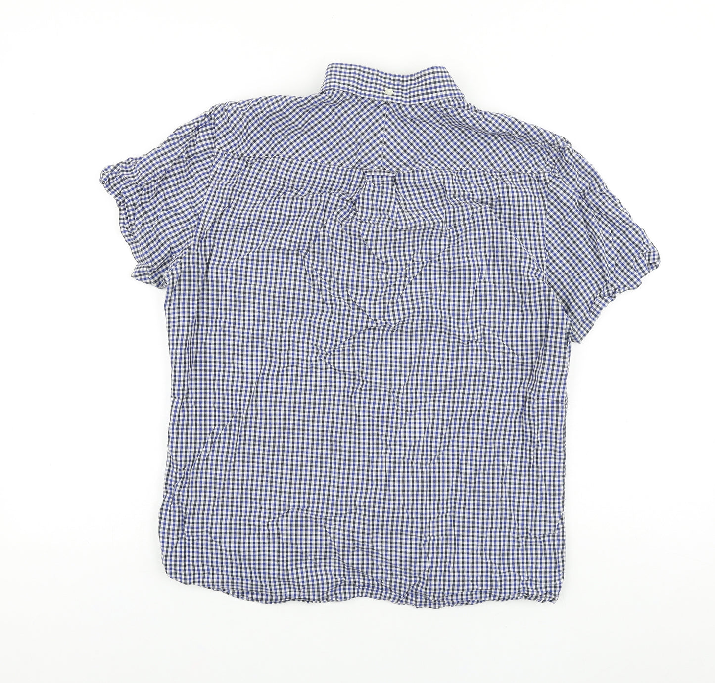 Burton Mens Blue Check Cotton Button-Up Size M Collared Button