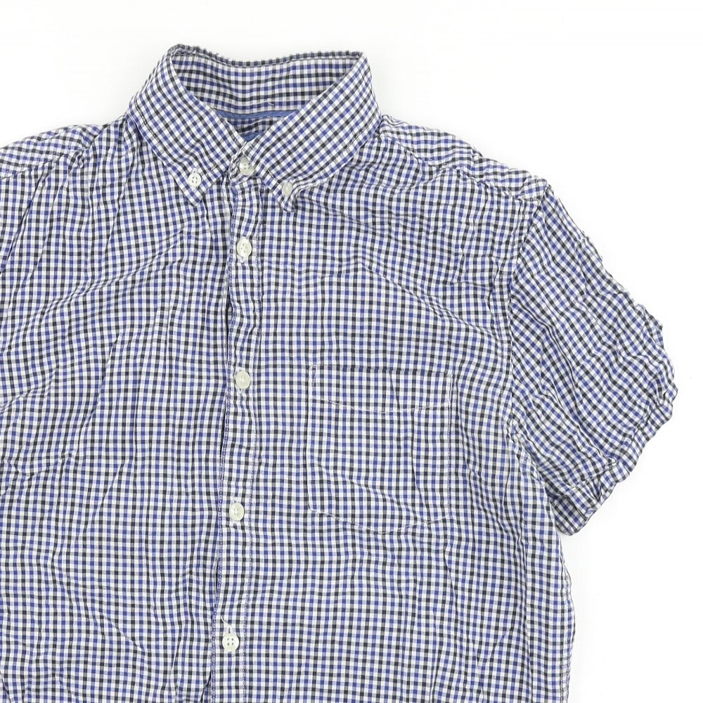 Burton Mens Blue Check Cotton Button-Up Size M Collared Button