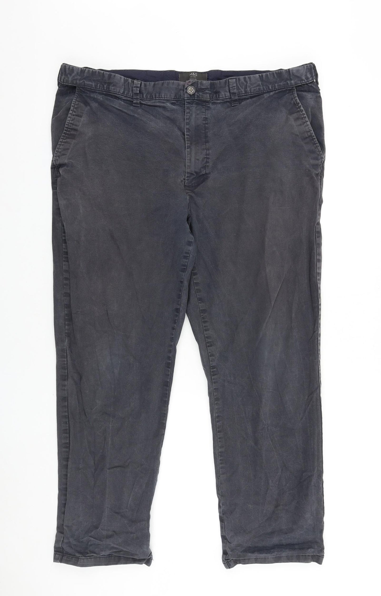 Marks and Spencer Mens Grey Cotton Capri Trousers Size 40 in L29 in Regular Zip