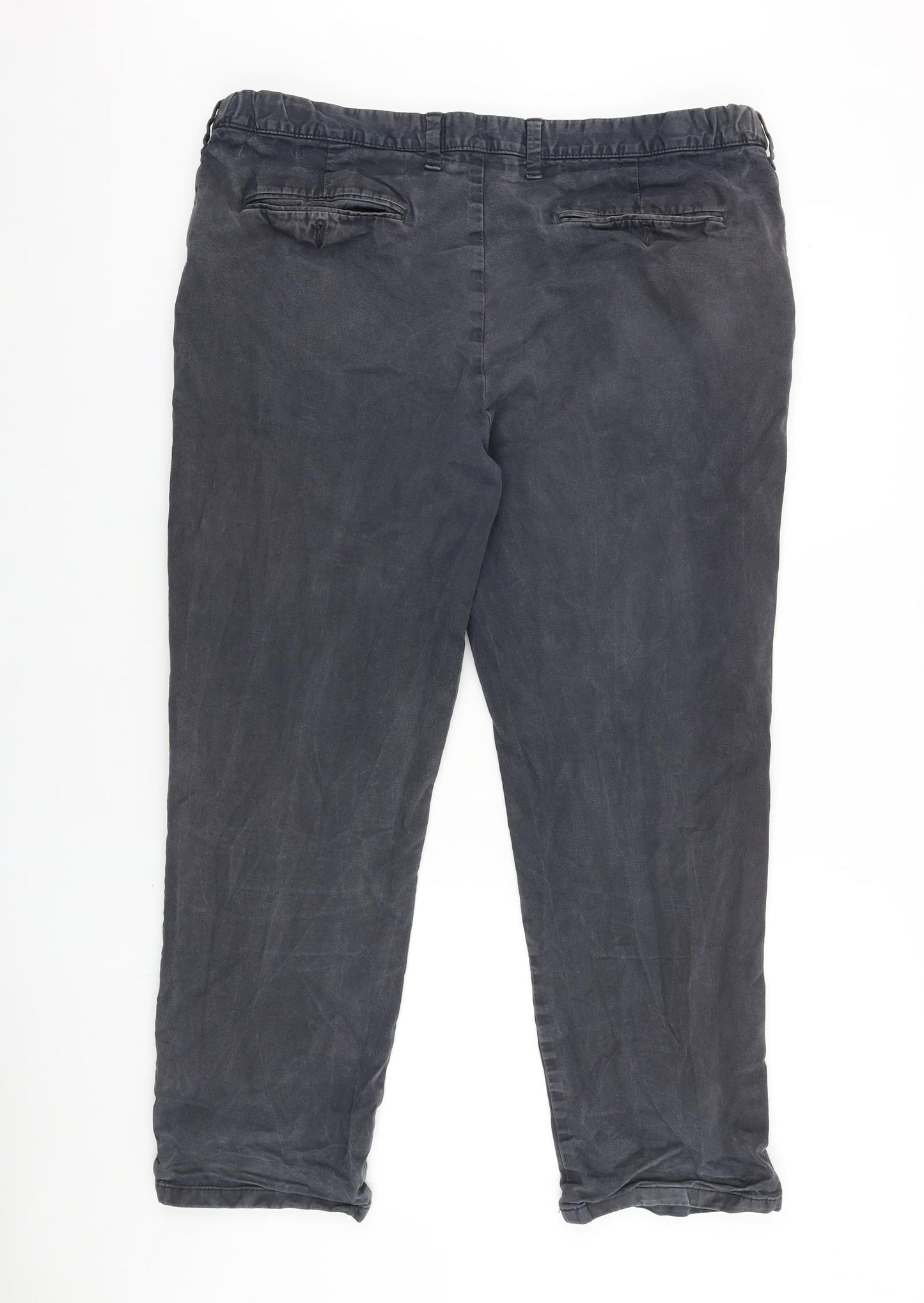 Marks and Spencer Mens Grey Cotton Capri Trousers Size 40 in L29 in Regular Zip