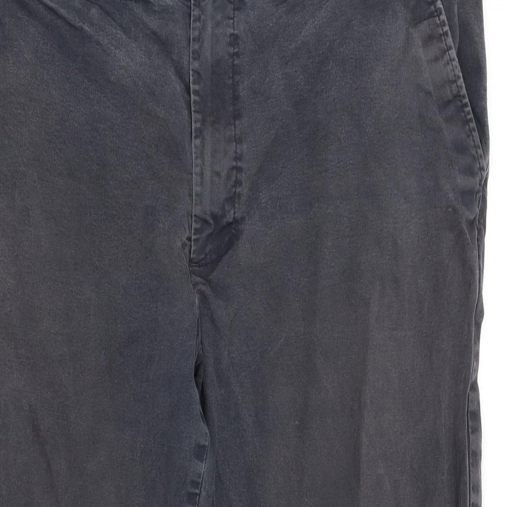 Marks and Spencer Mens Grey Cotton Capri Trousers Size 40 in L29 in Regular Zip