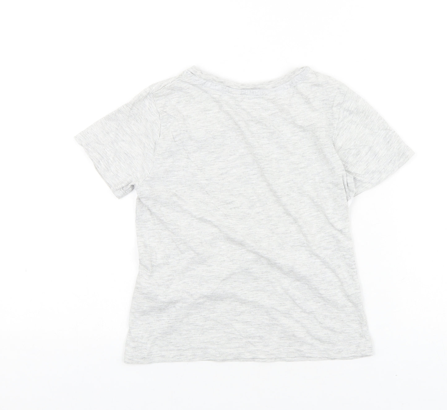H&M Boys Grey 100% Cotton Basic T-Shirt Size 4-5 Years Round Neck Pullover - NASA