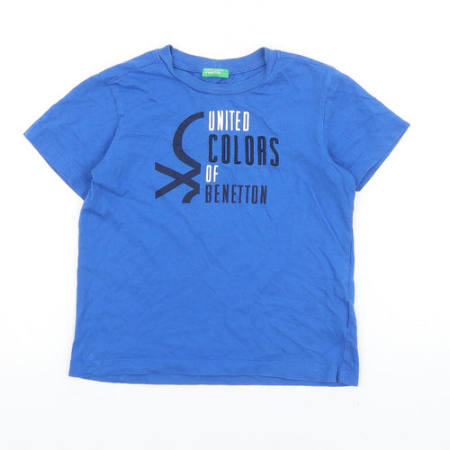 United Colors of Benetton Boys Blue Cotton Basic T-Shirt Size XS Round Neck Pullover