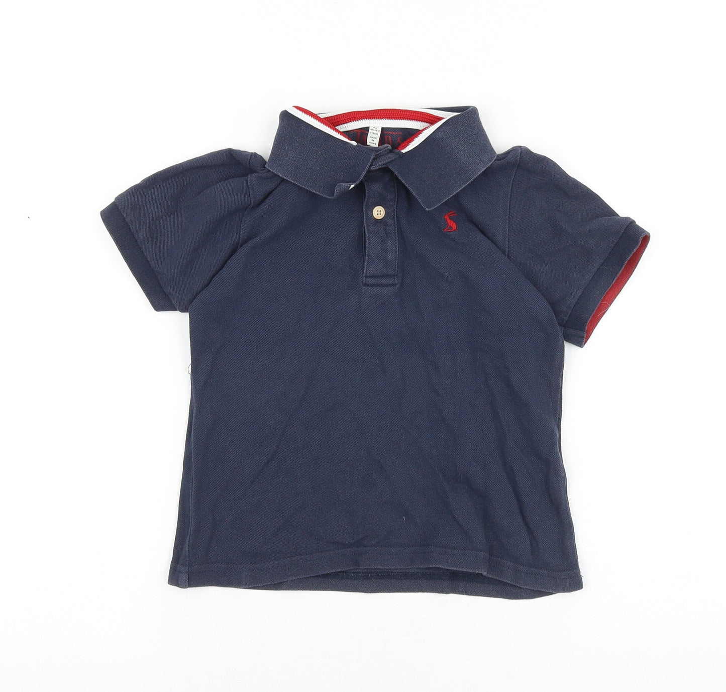 Joules Girls Blue 100% Cotton Basic Polo Size 6 Years Collared Button