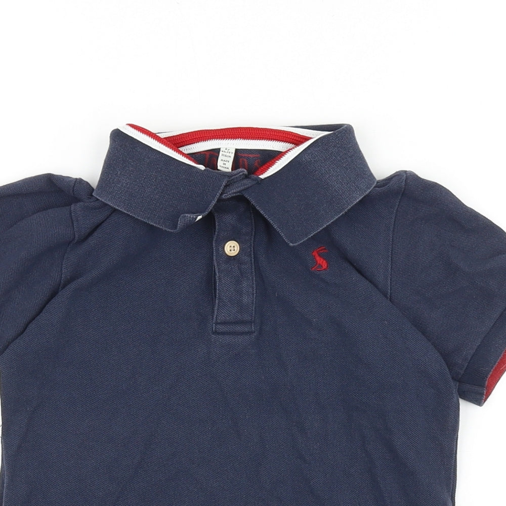 Joules Girls Blue 100% Cotton Basic Polo Size 6 Years Collared Button