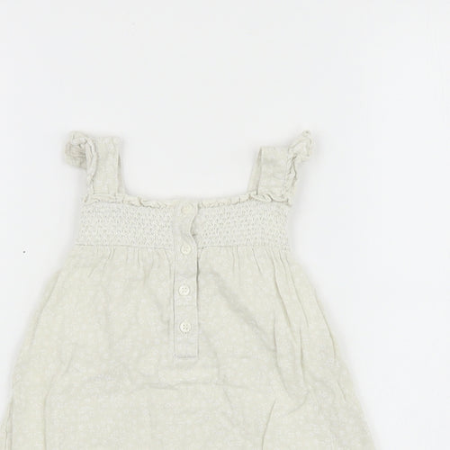 Matalan Baby Beige 100% Cotton Skater Dress Size 18-24 Months Square Neck Button