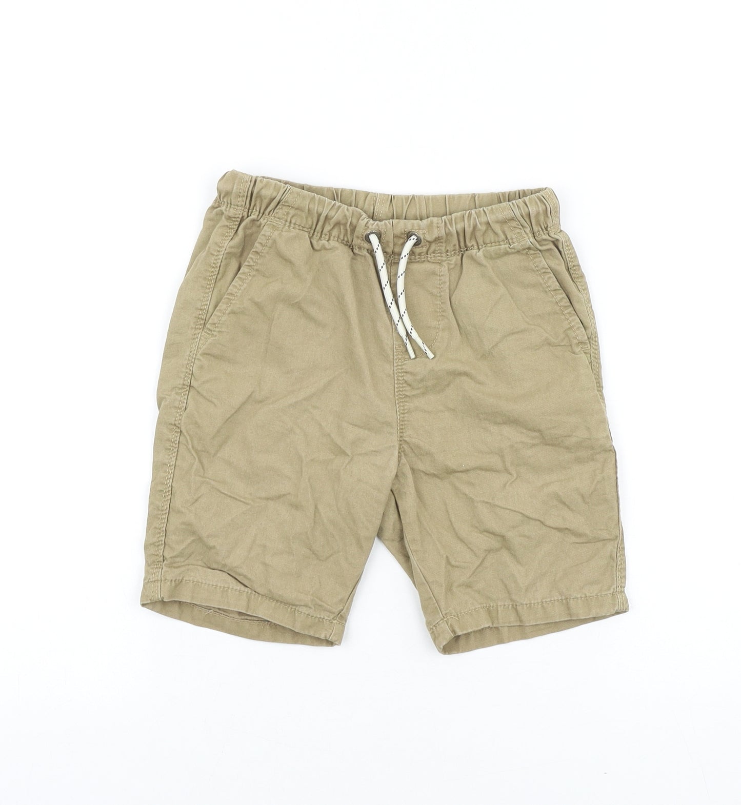 NEXT Boys Brown 100% Cotton Chino Shorts Size 6 Years Regular Tie