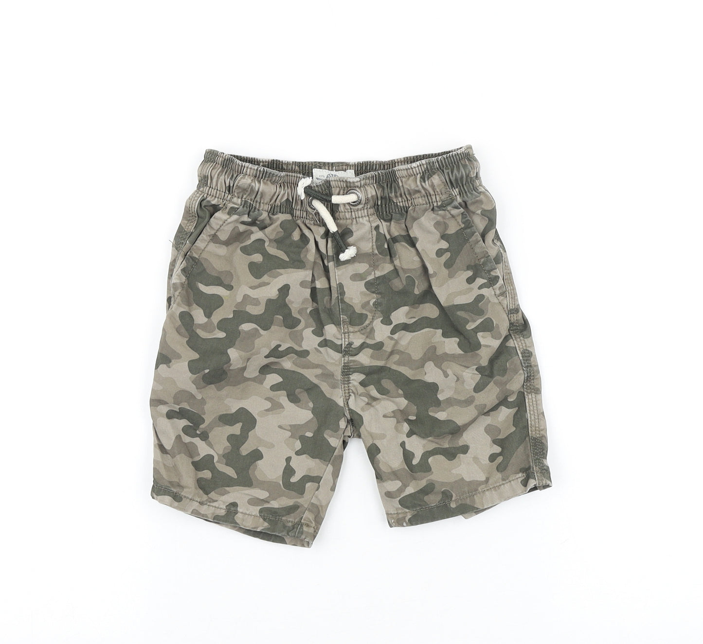 NEXT Boys Brown Camouflage 100% Cotton Chino Shorts Size 6 Years Regular Tie
