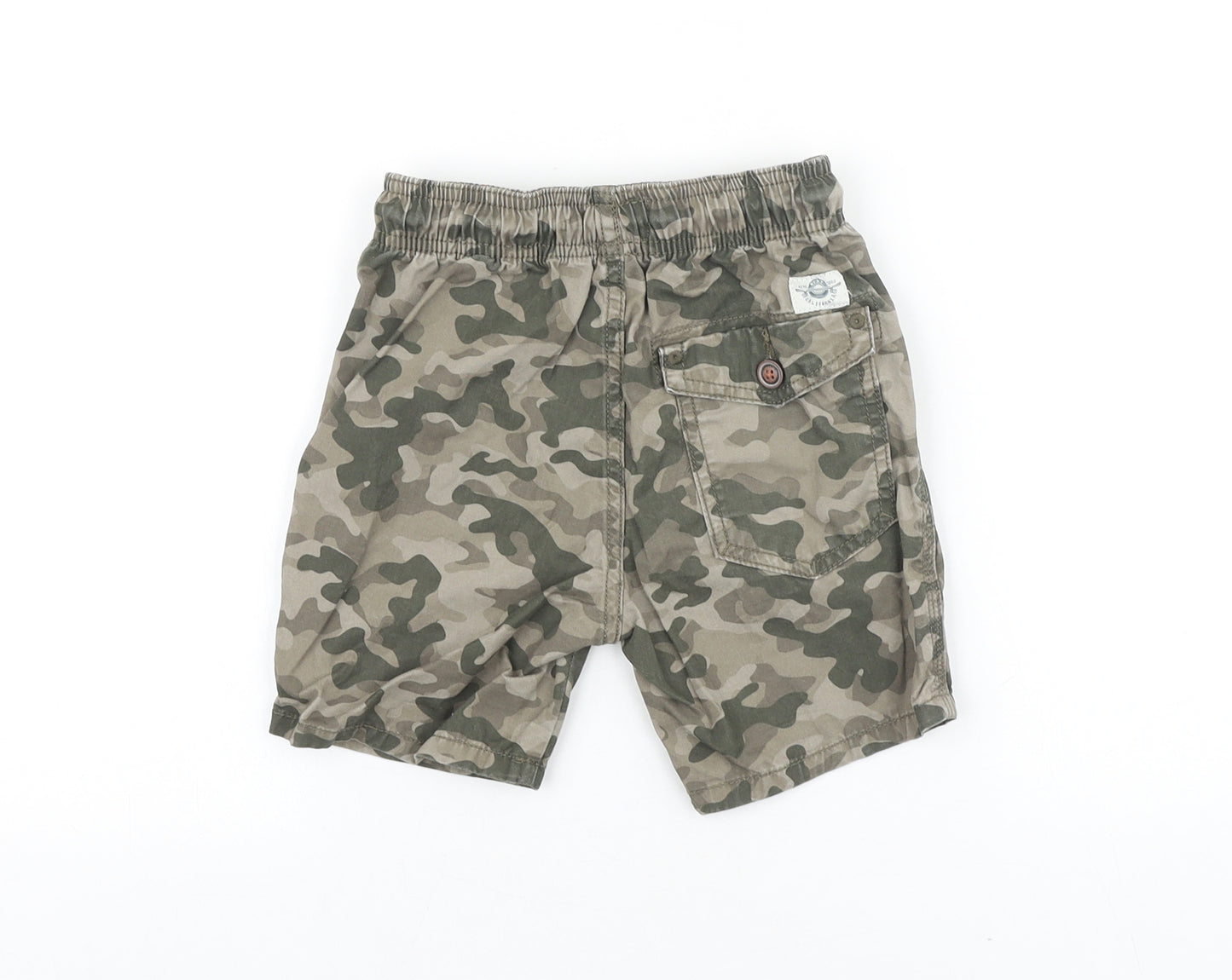 NEXT Boys Brown Camouflage 100% Cotton Chino Shorts Size 6 Years Regular Tie