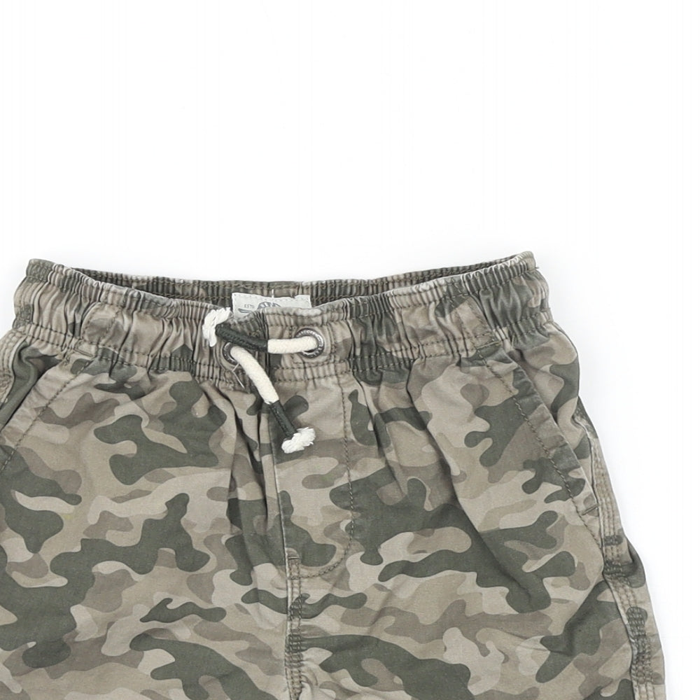 NEXT Boys Brown Camouflage 100% Cotton Chino Shorts Size 6 Years Regular Tie