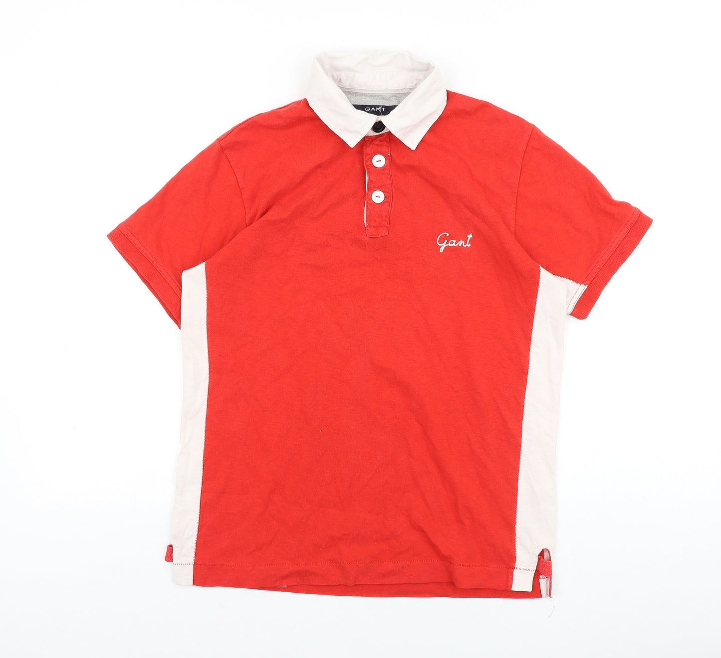GANT Boys Red 100% Cotton Basic Polo Size 13-14 Years Collared Button