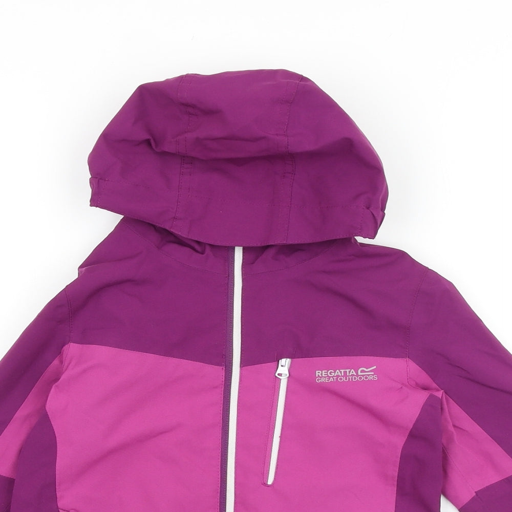 Regatta Girls Purple Windbreaker Jacket Size 5-6 Years Zip