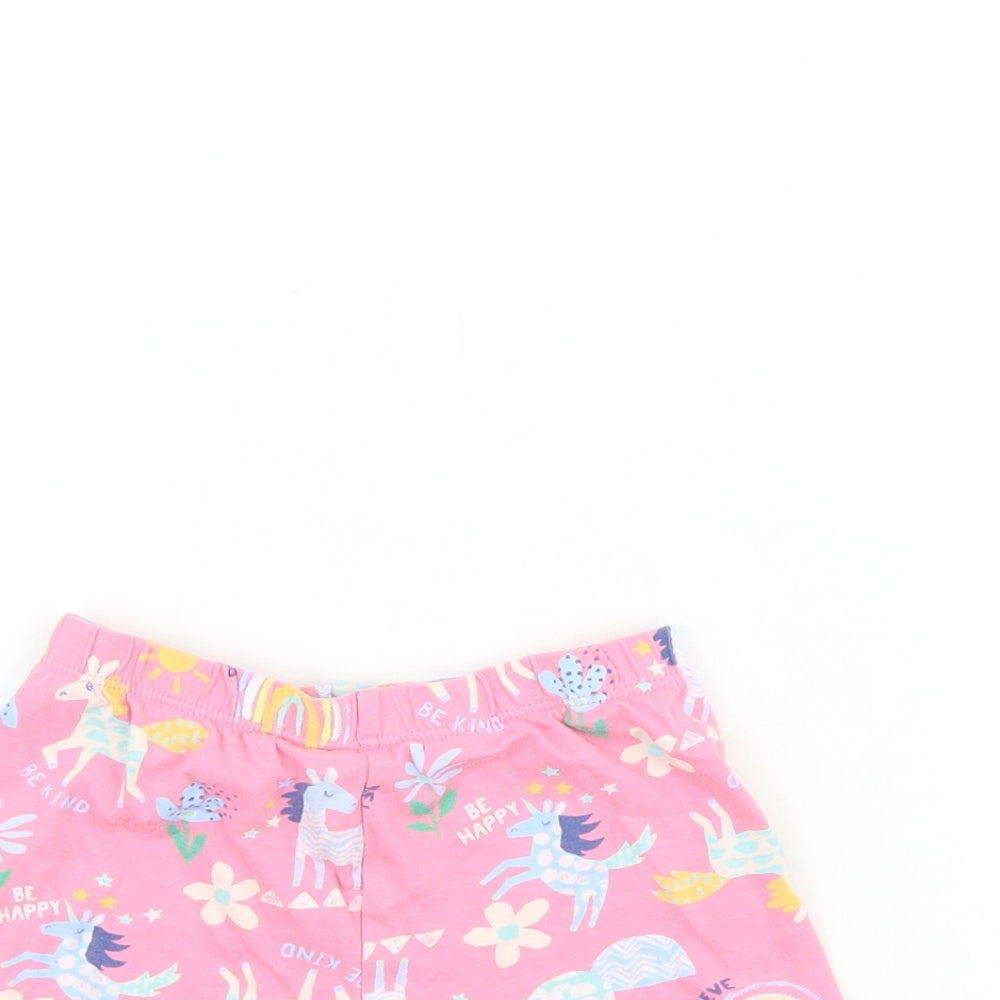 F&F Girls Pink Geometric 100% Cotton Hot Pants Shorts Size 3-4 Years Regular - Unicorn