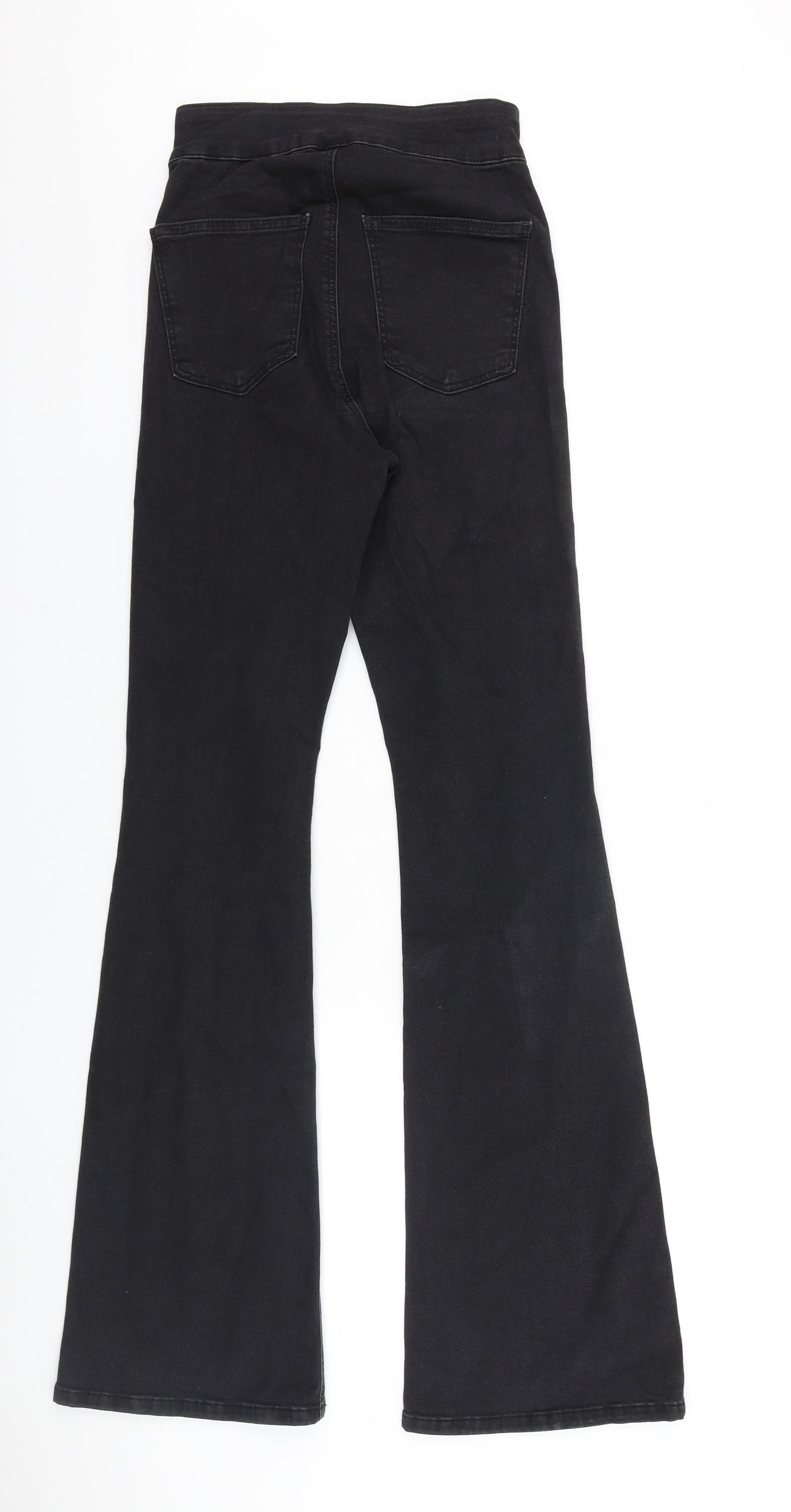 Topshop Womens Black Cotton Flared Jeans Size 28 L32 in Regular Zip