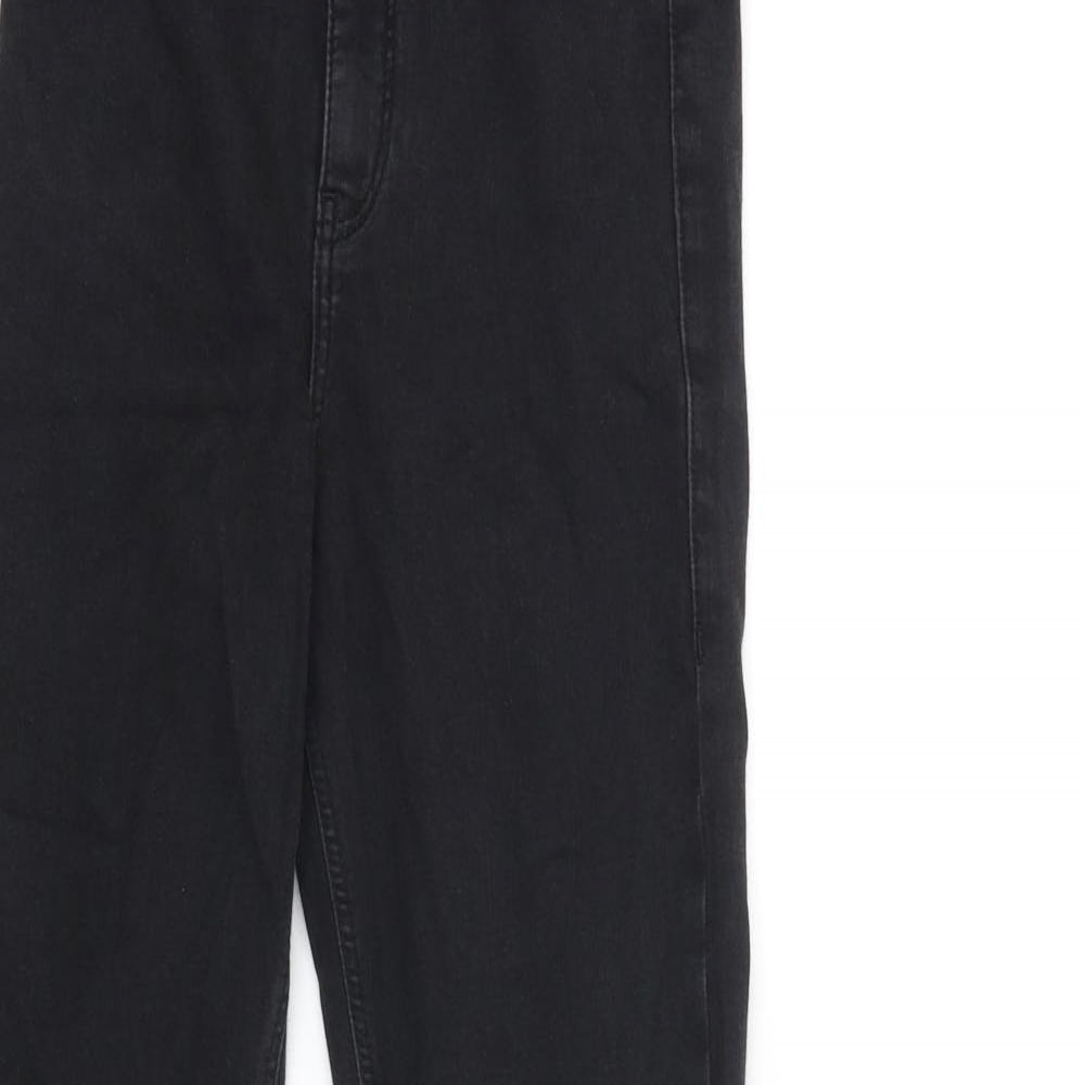 Topshop Womens Black Cotton Flared Jeans Size 28 L32 in Regular Zip