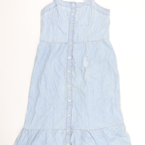 Gap Womens Blue 100% Cotton A-Line Size 6 Square Neck Button