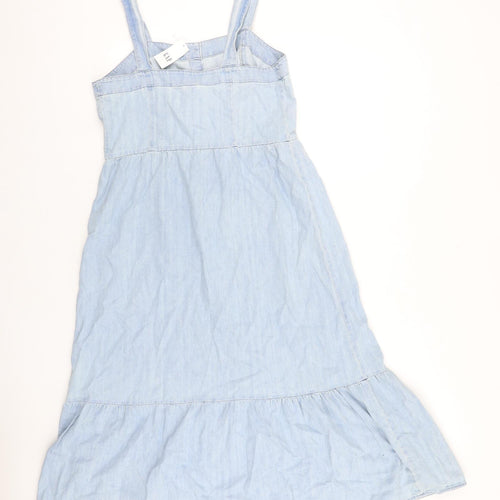 Gap Womens Blue 100% Cotton A-Line Size 6 Square Neck Button