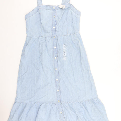 Gap Womens Blue 100% Cotton A-Line Size 6 Square Neck Button