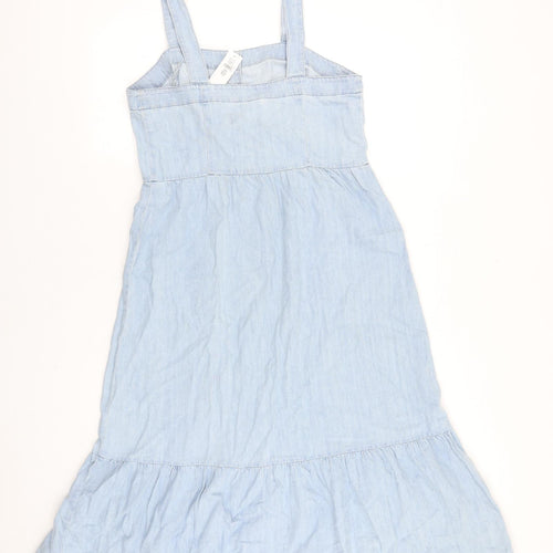 Gap Womens Blue 100% Cotton A-Line Size 6 Square Neck Button