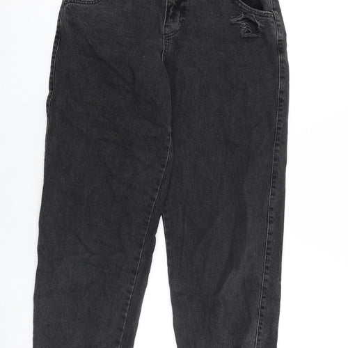 Pull&Bear Womens Black Cotton Mom Jeans Size 6 L30 in Regular Zip
