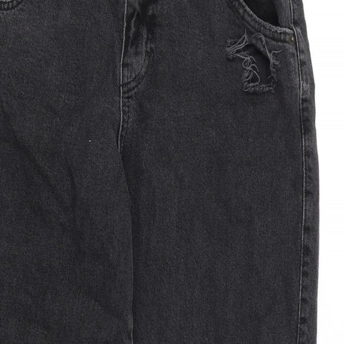 Pull&Bear Womens Black Cotton Mom Jeans Size 6 L30 in Regular Zip