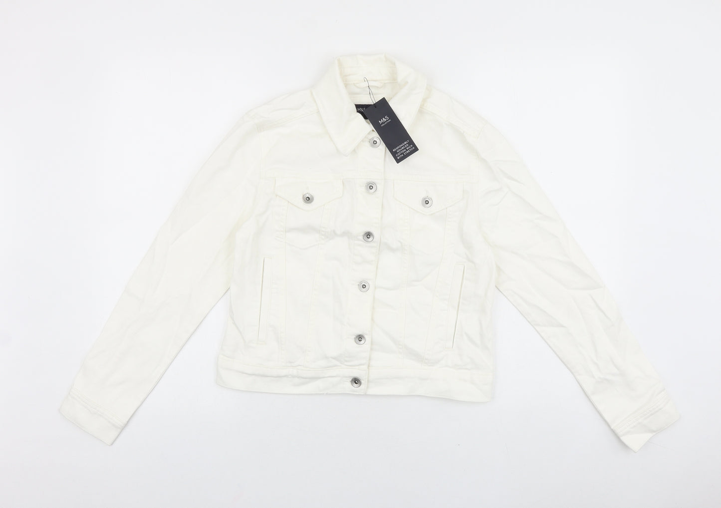 Marks and Spencer Womens White Jacket Size 10 Button