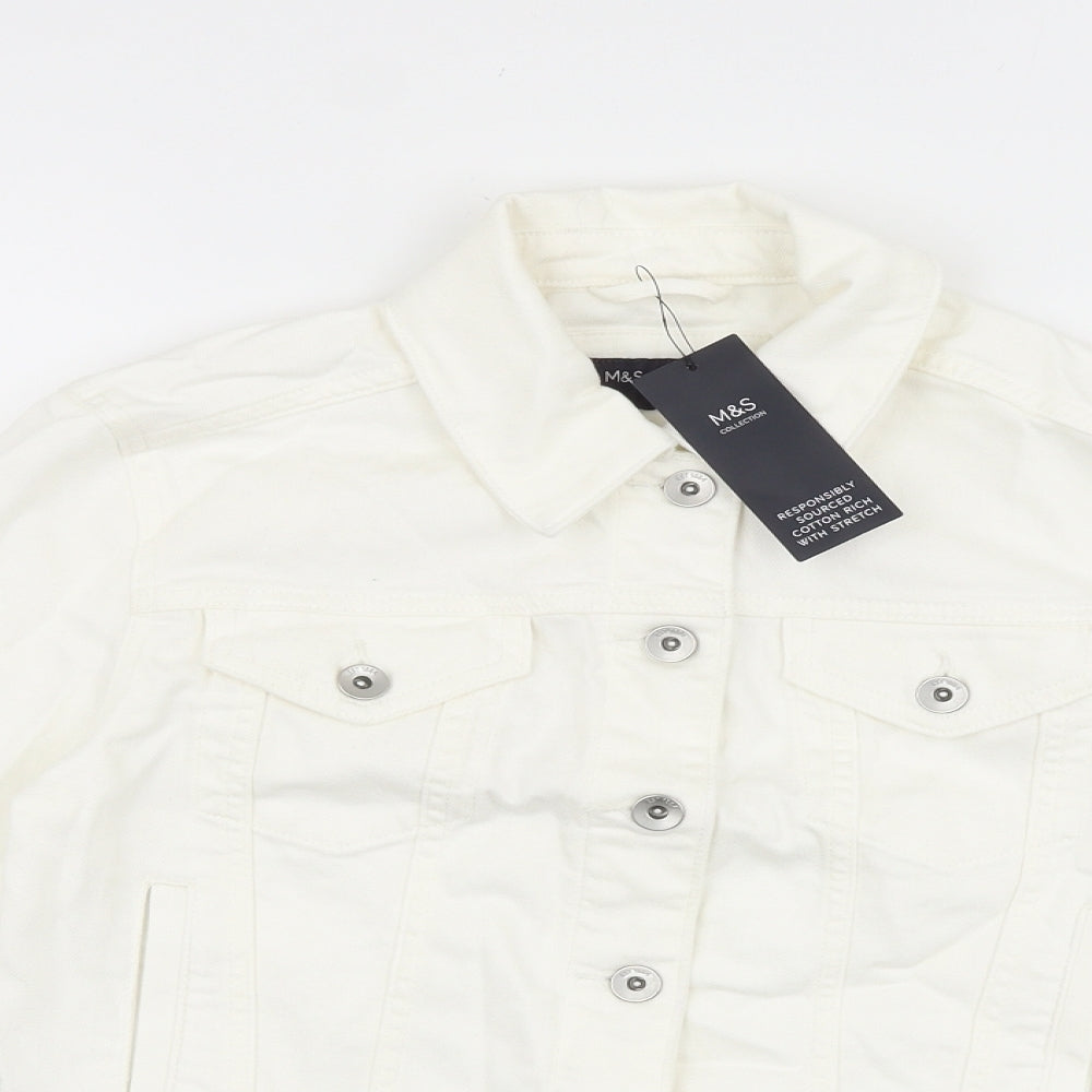 Marks and Spencer Womens White Jacket Size 10 Button