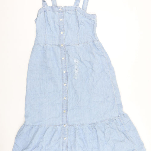 Gap Womens Blue 100% Cotton A-Line Size 6 Square Neck Button