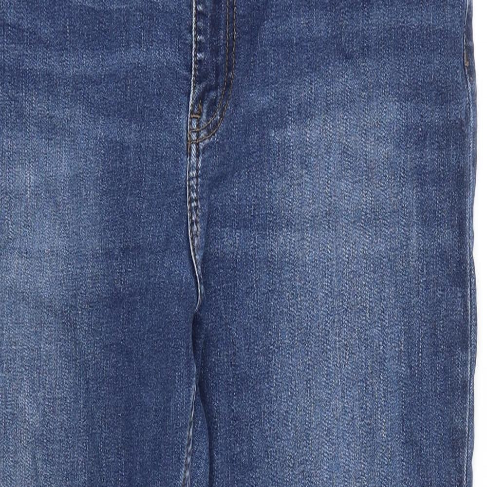 Marks and Spencer Womens Blue Cotton Straight Jeans Size 16 L27 in Regular Zip