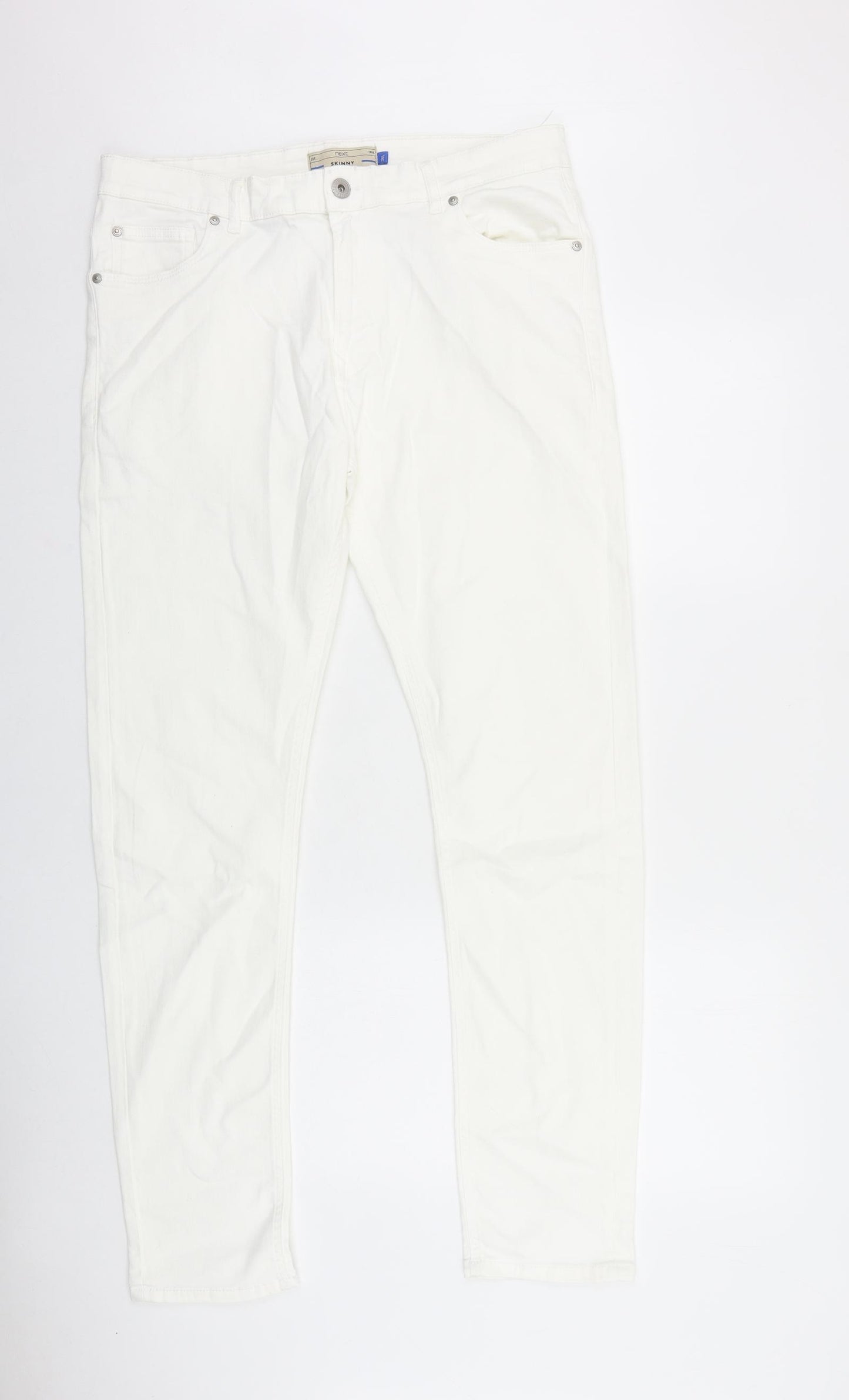 NEXT Mens White Cotton Skinny Jeans Size 36 in L32 in Regular Zip