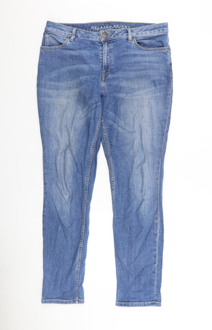 Preworn Womens Blue Cotton Skinny Jeans Size 35 in L30 in Regular Zip