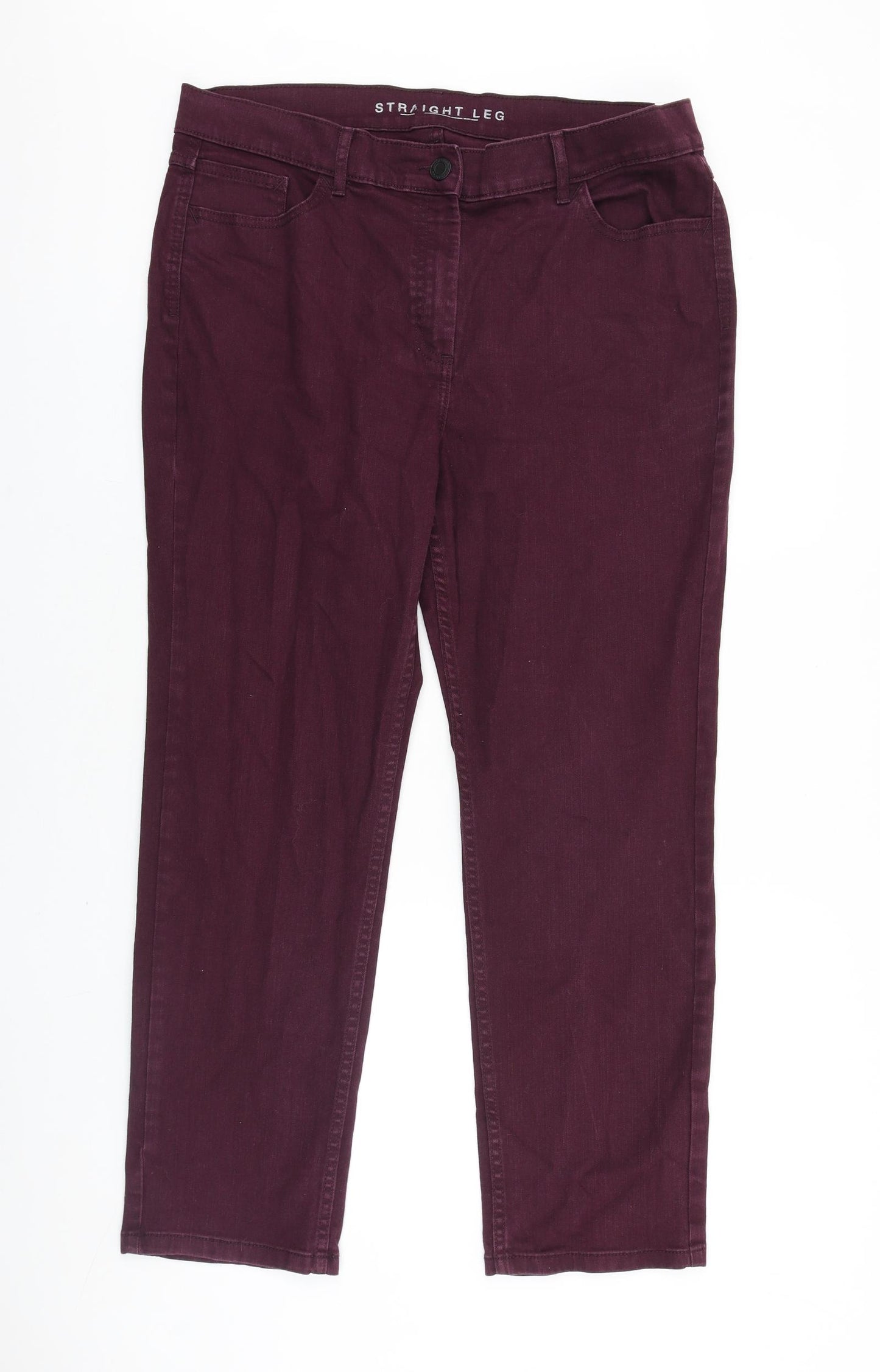 Marks and Spencer Womens Purple Cotton Straight Jeans Size 18 L27 in Regular Zip