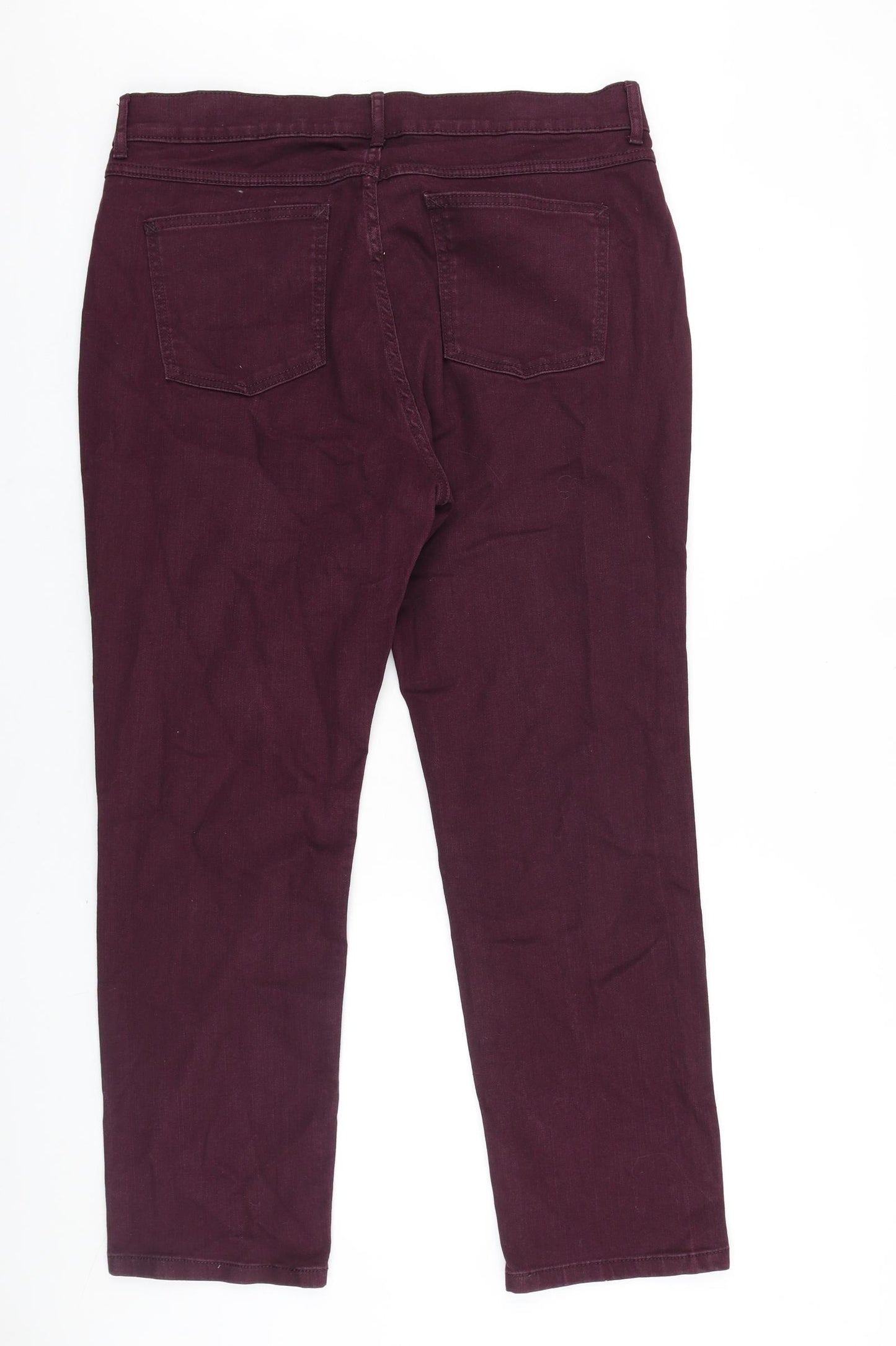 Marks and Spencer Womens Purple Cotton Straight Jeans Size 18 L27 in Regular Zip