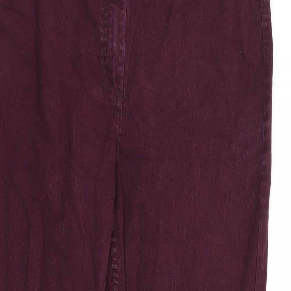 Marks and Spencer Womens Purple Cotton Straight Jeans Size 18 L27 in Regular Zip