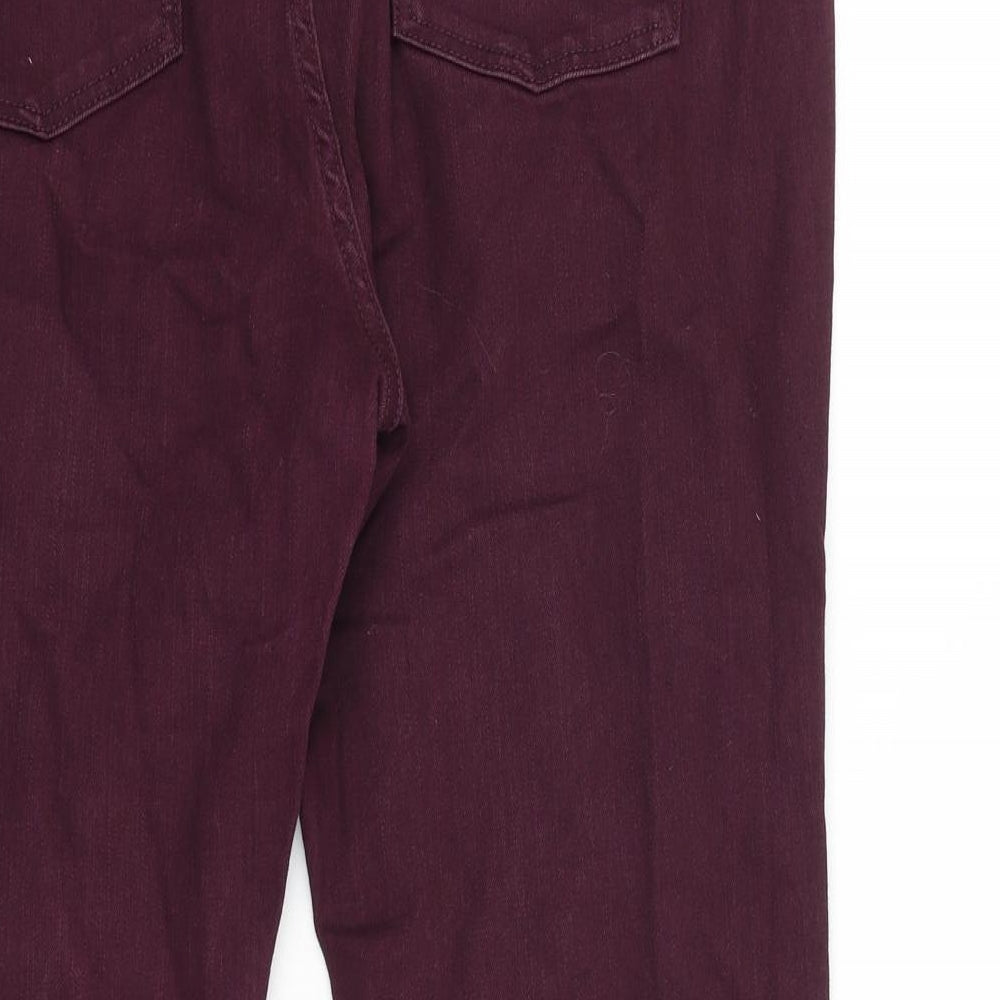 Marks and Spencer Womens Purple Cotton Straight Jeans Size 18 L27 in Regular Zip