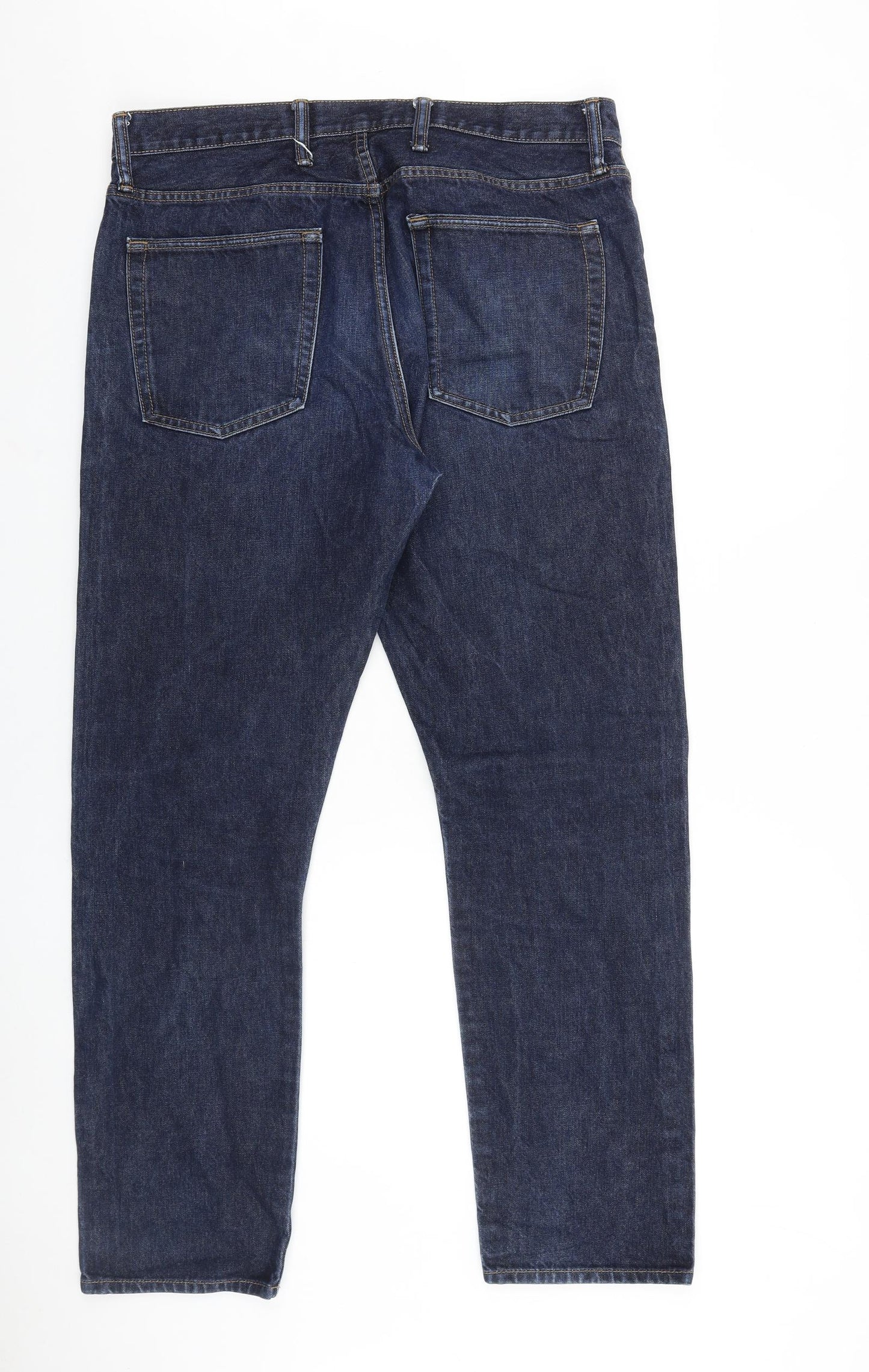 Preworn Mens Blue Cotton Straight Jeans Size 36 in L30 in Regular Zip