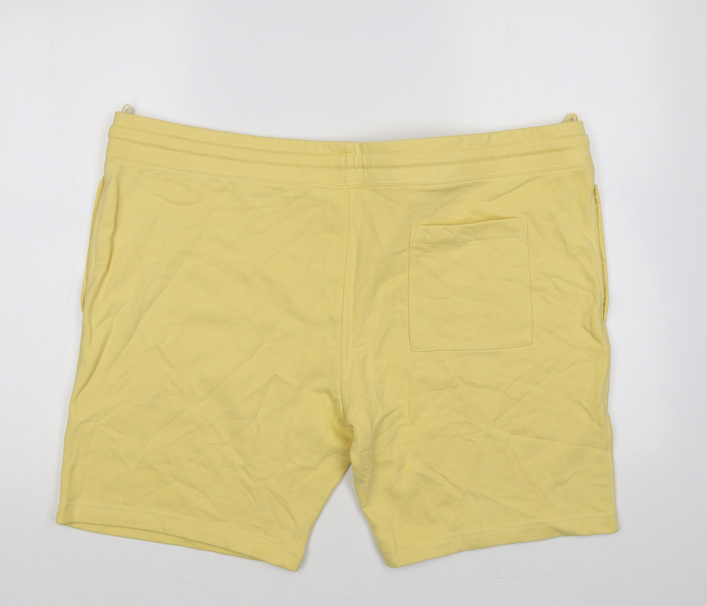 Marks and Spencer Mens Yellow Cotton Sweat Shorts Size 3XL Regular Drawstring