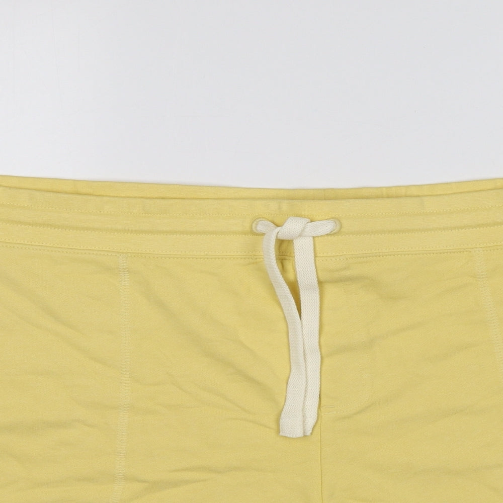 Marks and Spencer Mens Yellow Cotton Sweat Shorts Size 3XL Regular Drawstring