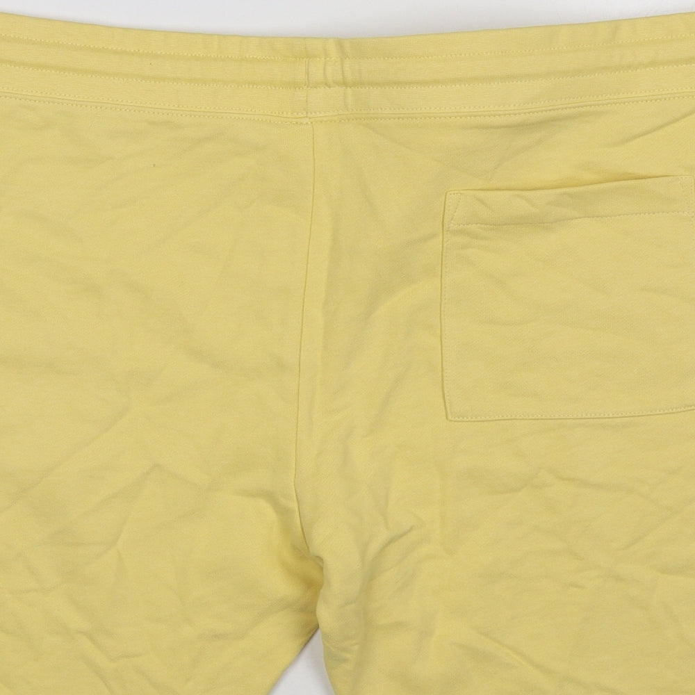 Marks and Spencer Mens Yellow Cotton Sweat Shorts Size 3XL Regular Drawstring