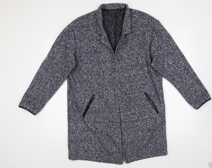 Marks and Spencer Womens Blue Geometric Overcoat Coat Size 16