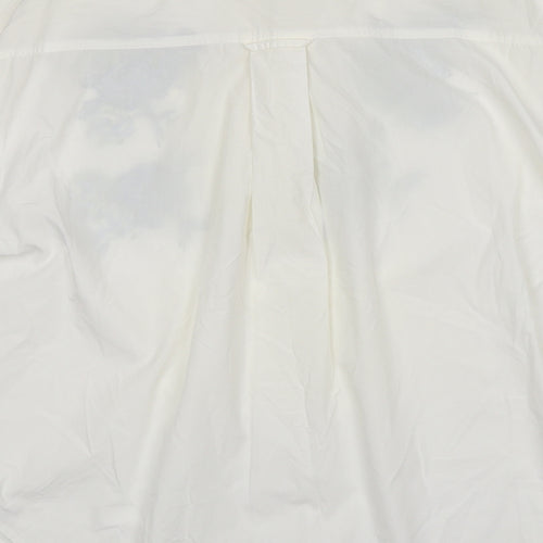 Preworn Womens Ivory Polyester Basic Button-Up Size 12 Collared - Flower Motif