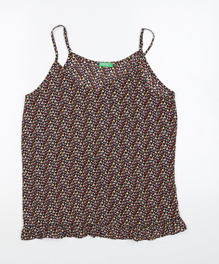 United Colors of Benetton Womens Multicoloured Geometric Polyester Camisole Tank Size S V-Neck