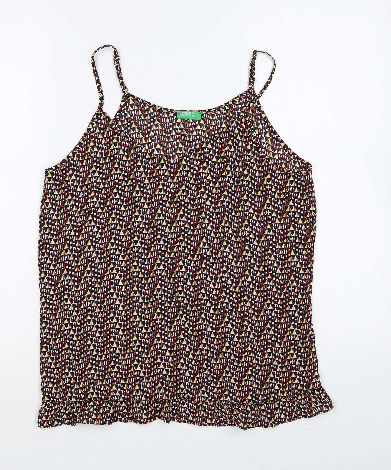 United Colors of Benetton Womens Multicoloured Geometric Polyester Camisole Tank Size S V-Neck