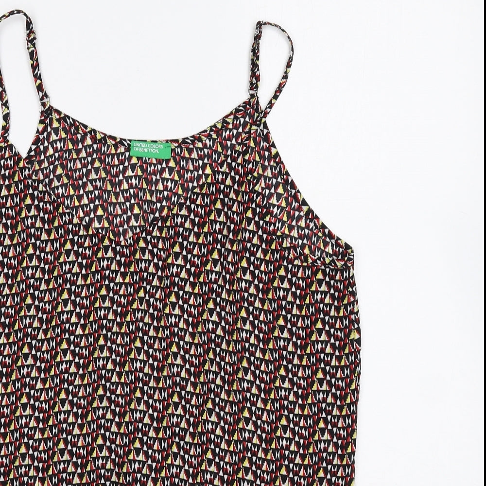 United Colors of Benetton Womens Multicoloured Geometric Polyester Camisole Tank Size S V-Neck
